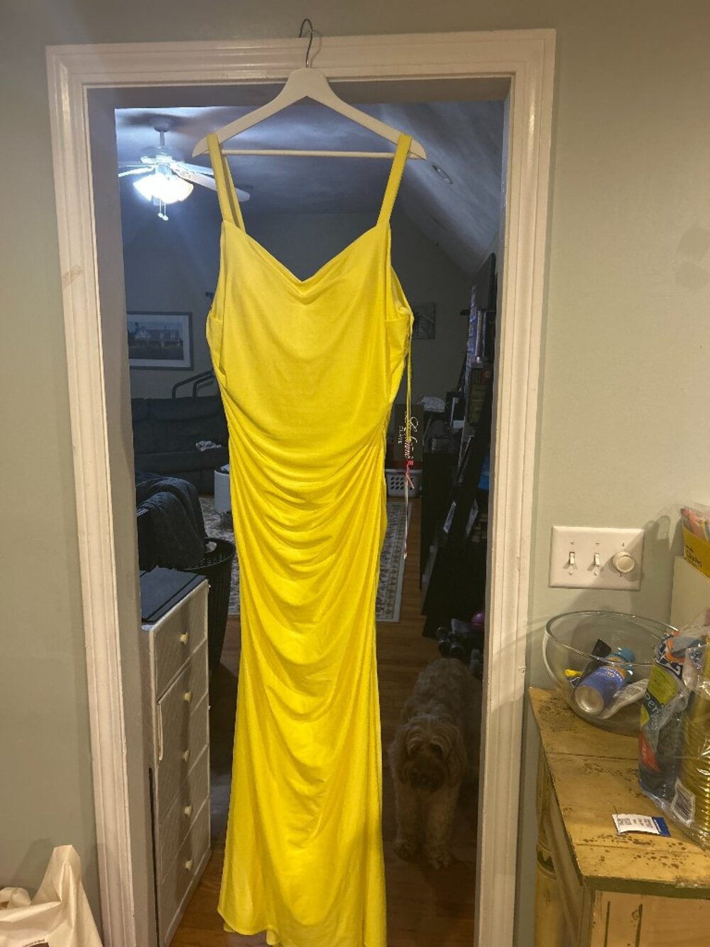 NWT La Femme Curve Yellow Formal Prom Gown Size 20W